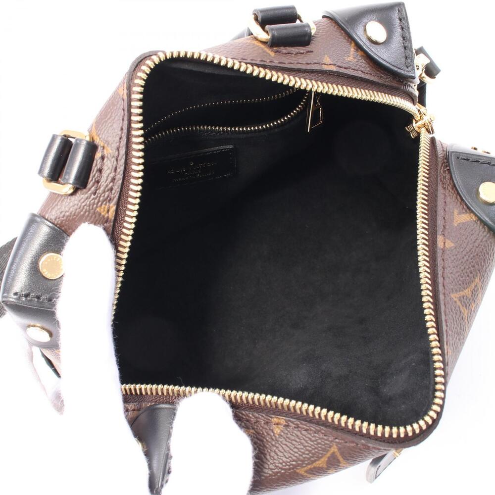 Louis Vuitton Handbag Malle Monogram Canvas Brown Souple Leather Black
